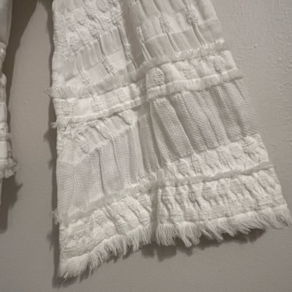 Natori White Ruched Peplum Jacket size 10 - Picture 9 of 10